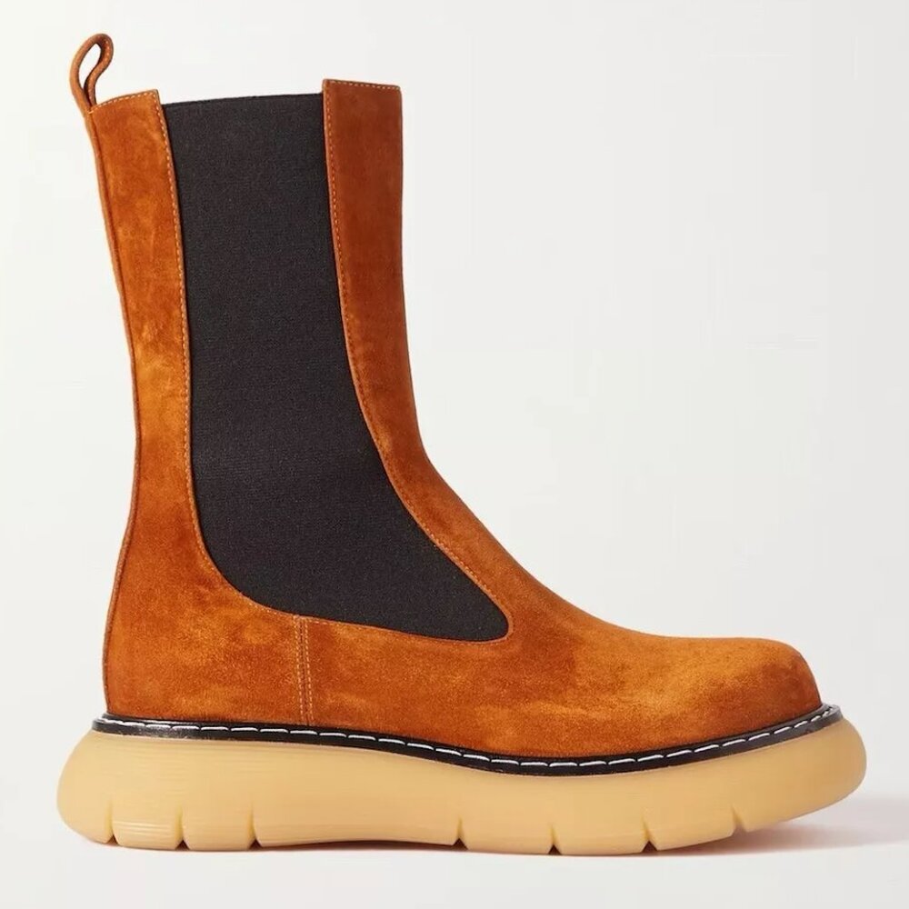 KHAITE Bleecker suede chelsea boots, size 37/7. Retails for $1K